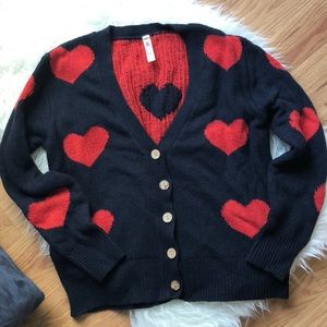 Navy and red heart sweater